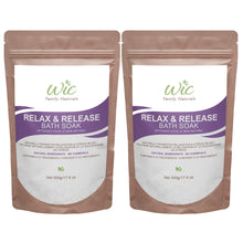 WIC Family Naturals Relax & Release Bath Salts, 10 Treatments Per Bag - Relaxation & Restful Sleep Mineral Bath Soak w/Essential Oils (2 Pack)