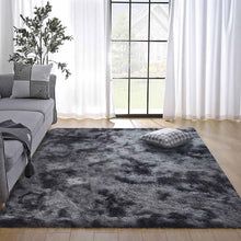 Rugs Living Room Fluffy Area Rug for Bedroom Shaggy Carpet Anti Slip Rugs Soft Modern Plush Carpets Suitable for Home Decor (Black Grey, 5.2 * 6.5ft(160 * 200cm))