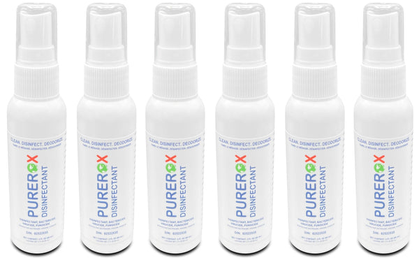 PUREROX disinfectant (2oz, 6pk) Travel Size, Eliminate viruses HIV, Hepatitis, Norovirus, bacteria MRSA, and fungi. PUREROX HOCL. No Residue. Suitable All Surfaces.