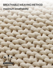 YnM Chunky Throw Blanket, Medium-Weight, Hand Knitted with Chenille Yarn, Skin Friendly, Ventilated and Breathable, Machine Washable, Home Décor Piece for Couch Sofa and Bed (Butter Cream, 40x50 Inch)