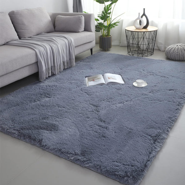 Vafodo 5X8 Feet Grey Shaggy Area Rugs for Bedroom Living Room Ultra Soft Fluffy Throw Carpets for Girls Boys Kids Play Room Modern Home Decor Soft Fluffy Rugs (5X8 Feet, Dark Grey)