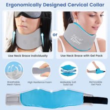 Relief Expert Soft Neck Brace with Neck Ice Pack Wrap, Breathable Cervical Collar with Reusable Hot and Cold Therapy Gel Pack, Adjustable Neck Support Brace for Women and Men, Posture Correct (Gray)