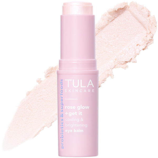 TULA Skin Care Eye Balm Rose Glow - Dark Circle Treatment, Instantly Hydrate and Brighten Undereye Area, Portable and Perfect to Use On-the-go, 0.35 oz.