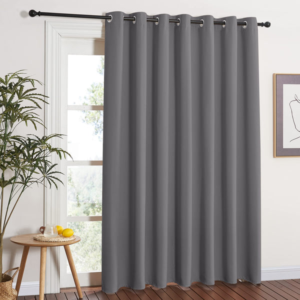 NICETOWN Vertical Blinds for Sliding Door - Living Room Wide Curtain Thermal Insulated Blackout Curtain Rideaux for Home Decor (1 Panel, 100 by 84 Inches, Gray)