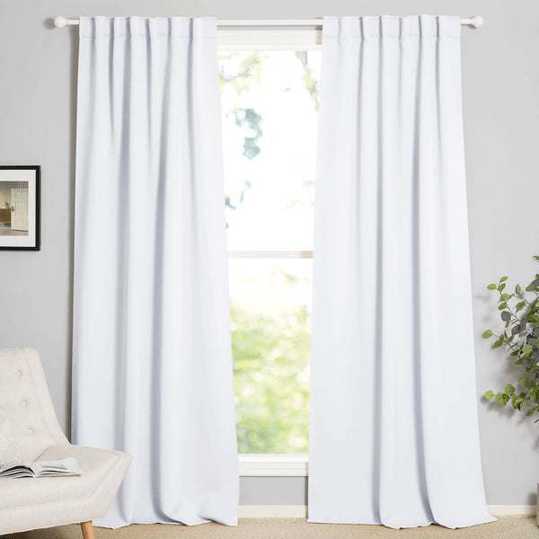 NICETOWN Pure White Curtains - 84 Inches Length Curtains Grommet Top Light Filtering Elegant Style Home Decor (52-in Wide for Each Panel, 2 Panels One Set)