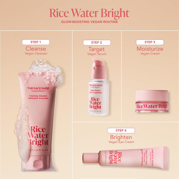 The Face Shop Rice Water Bright Vegan Eye Cream - Eye Cream for Dark Circles - Dark Circles Under Eye Treatment - Under Eye Brightener - Hydrating - Niacinamide - Hyaluronic Acid - Korean Skin Care