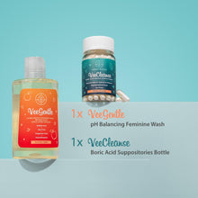 VeeFresh VeePower Lite Bundle - A Convenient Feminine Care Bundle for Any-Time Freshness & Odor Control - VeeCleanse Boric Acid Suppositories + VeeGentle Feminine Wash for pH Balance