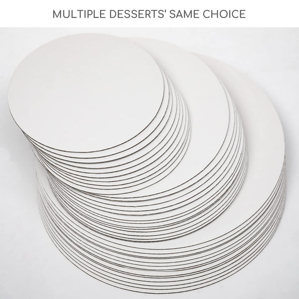 qiqee 32 Packs Cake Boards Round 6/8/10/12 Inch White Cake Circles Rounds Base Food-Grade Cardboard Cake Plate（4 Size/8pcs Each,Thinner But Stronger）