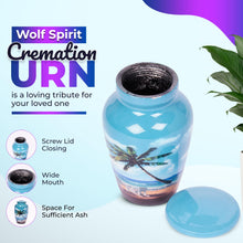 HLC URNS – Beach Blue Cremation Urn for Human Ashes - Adult Funeral Urn Handcrafted - Affordable Urn for Ashes (Adult (200 lbs) – 10.5 x 6 “, Cremation Urn)