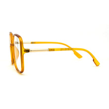 Womens 90s Oversize Rectangular Butterfly Clear Lens Eyeglasses Yellow Gold