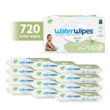 WaterWipes Plastic-Free Textured Clean, Toddler & Baby Wipes, 99.9% Water Based Wipes, Unscented & Hypoallergenic for Sensitive Skin, 720 Count (12 packs), Packaging May Vary