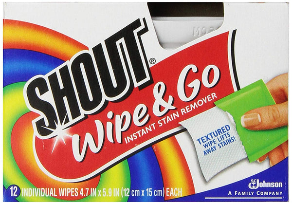 Shout Wipe & Go 12Ct Wipes 4 Pack, Multicolor,12 Count (Pack of 4)