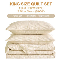 HiSnug Cream Quilt King Size, Ultrasonic Oversized King Quilts with Pillow Shams, Soft Lightweight Summer Bedspread Coverlets for All Seasons, 3 Pieces (1 Quilt, 2 Pillow Shams)