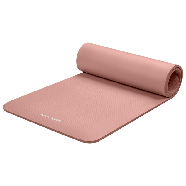 Retrospec Solana Yoga Mat 1/2 inches Thick w/Nylon Strap for Men & Women - Non Slip Excercise Mat for Yoga, Pilates, Stretching, Floor & Fitness Workouts, Rose