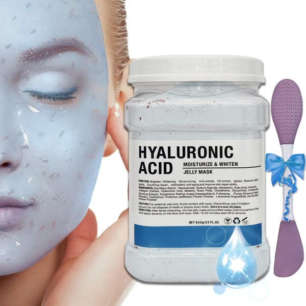 Jelly Mask Powder for Facials Care,Hyalorunic Acid Moisturizing Jelly Face Mask,Jelly Masks for Facials Professional,Hydro Jelly Mask DIY Spa Mask with Double-ended Silicone Brush,23 Fl Oz