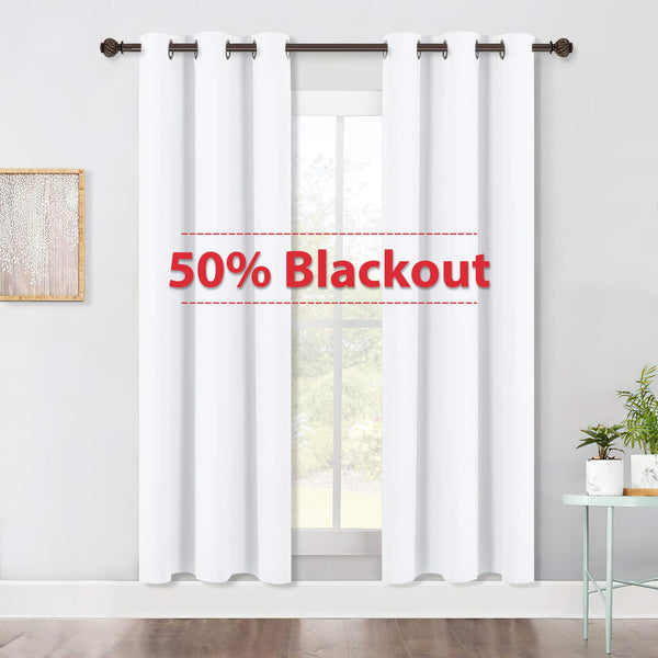 NICETOWN Eyelet Top Curtain Panels - 72-inch Room Darkening Window Draperies for Living Room (42-in Wide by 72-in Long, Pure White, 2 Panels)