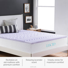 LUCID 2 Inch 5 Zone Lavender Memory Foam Mattress Topper – Calming Lavender – Targeted Convoluted Comfort Zones, Full (LU20FF30ZT)