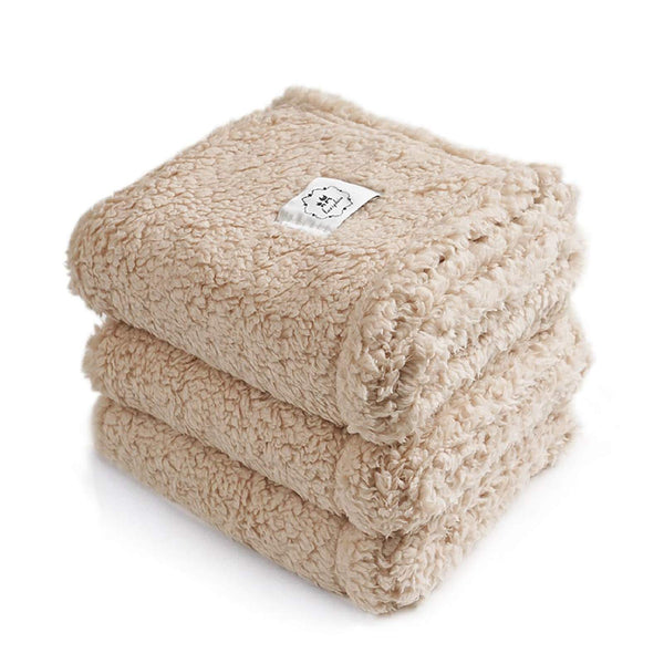 Luciphia 1 Pack 3 Blankets Fluffy Premium Fleece Pet Blanket Soft Sherpa Throw for Dog Puppy Cat Beige Small(23 * 16")