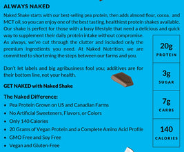 Naked Shake - Chocolate Coconut Almond Protein Powder - Flavored Plant Based Protein from US & Canadian Farms with MCT Oil, Gluten-Free, Soy-Free, No GMOs or Artificial Sweeteners - 30 Servings