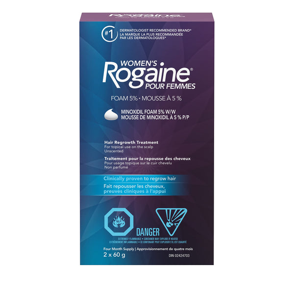 Rogaine Women's Rogaine 5% Minoxidil Foam - Once-a-day Hair Loss & Thinning Treatment, 4 Month Supply, white, 2 Month