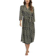 Women Kimono Robes Lightweight Cotton Long Robe Knit Bathrobe Soft Sleepwear V-Neck Loungewear for Women S-XXL (leopard Khaki, Medium, m)