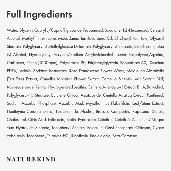 NATUREKIND Repair Retinol Cream, Liposomal Retinol 0.1%, Bakuchiol, Retinal, niacinamide, Anti Aging for Face, Eye, Fine Lines & Wrinkles Treatment, Pure Vitamin A, Korean Skincare, 50g, 1.76 oz.