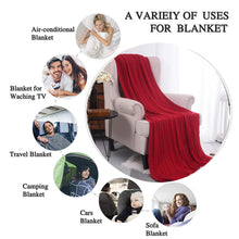 Throw Blankets-Lightweight Fashionable Knitted Throw Blankets 51x70inch Chunky Knit Soft Cozy Luxury Cable Stitch Bed Blankets Machine Washable for TV Sofa Couch Bed (Twist, Red)