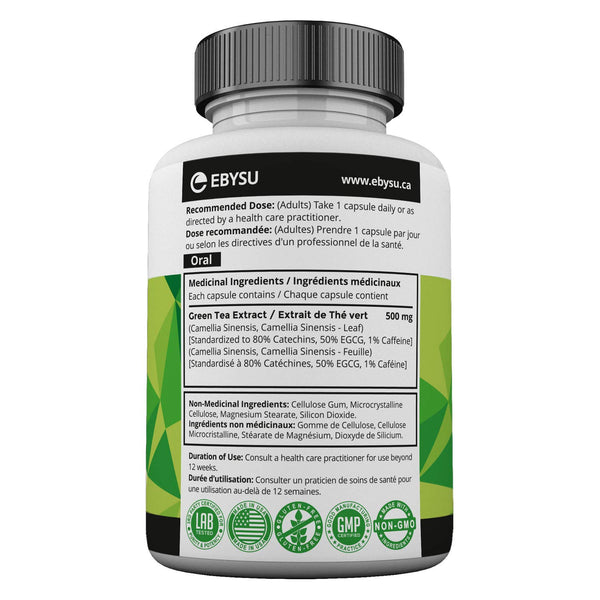 EBYSU Green Tea Extract (240 Day Supply) with EGCG – Antioxidant Supplement – 500mg Capsules – Green Tea Extract Pills for Maintenance of Good Health – Made from Camellia Sinensis Leaf – Vegetarian