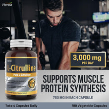 Herba L-Citrulline Capsules 750mg – 180 Vegetable Capsules | 3,000mg Per Serving | Pure L Citrulline Nitric Oxide Supplement | NPN from Health Canada | Made & 3rd Party Tested in Canada