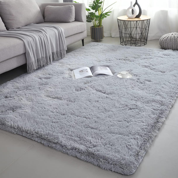 Vafodo Shaggy Area Rugs for Bedroom Living Room Ultra Soft Fluffy Throw Carpets for Girls Boys Kids Play Room Modern Home Decor Soft Fluffy Rugs (5X8 Feet, Light Grey)