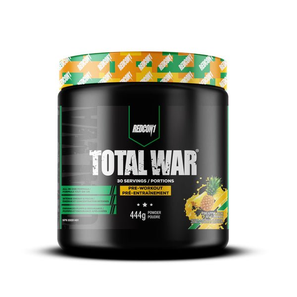 REDCON1 Total War Pre Workout Powder, Pineapple Juice - Beta Alanine + Citrulline Malate Vegan & Keto Friendly Preworkout for Men & Women with 250mg of Caffeine - Fast Acting HMB (30 Servings)