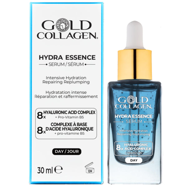 Gold Collagen HYDRA ESSENCE DAY SERUM | 8x Hyaluronic Acid Complex + Vitamin B5 Intensive Hydration, Repairing & Replumping | 30 ml