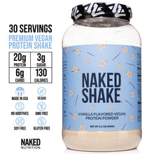 Naked Shake - Vanilla Protein Powder - Plant Based Protein Shake from US & Canadian Farms with MCT Oil, Gluten-Free, Soy-Free, No GMOs or Artificial Sweeteners - 30 Servings (Vanilla)