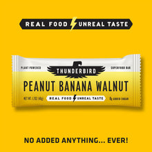 Thunderbird Bars Energy Snack, Gluten-Free with Protein, Healthy Real Food, Vegan Non-GMO, No Added Sugar, Peanut Banana Walnut Flavor (12 Count, 1.7 oz. Bars)