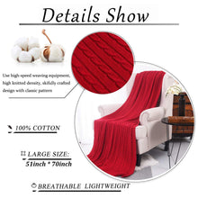 Throw Blankets-Lightweight Fashionable Knitted Throw Blankets 51x70inch Chunky Knit Soft Cozy Luxury Cable Stitch Bed Blankets Machine Washable for TV Sofa Couch Bed (Twist, Red)