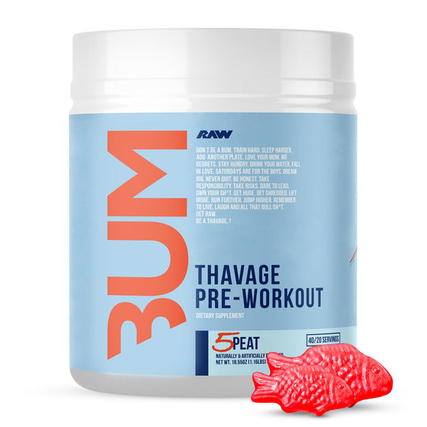 RAW Thavage CBUM Pre Workout - 3Peat | Chris Bumstead Pre Workout Formula, Sports Nutrition Pre-Workout Powders | Men & Womens Preworkout Drink, Energy Powder for Working Out | 40 Servings