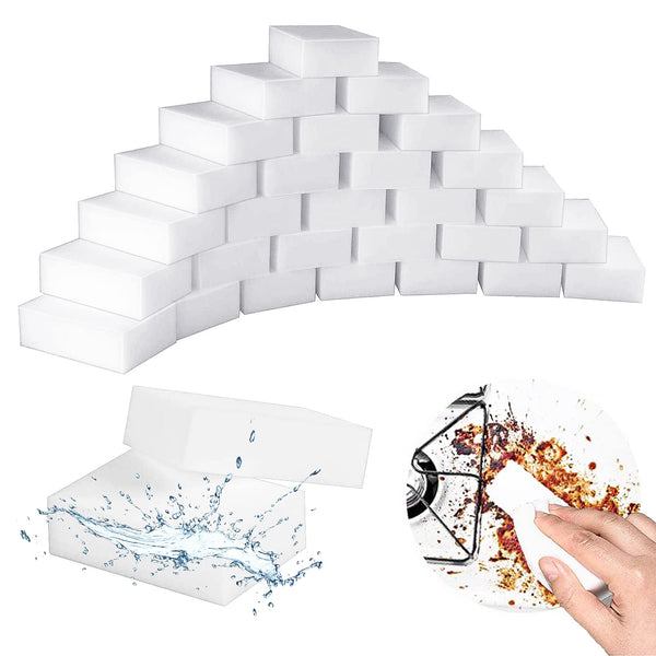 Magic Cleaning Sponges Eraser, 100 Pack Premium Melamine Sponge Foam Cleaning Pads, Dish Sponges, White Household Cleaning Scrub Sponge for Kitchen, Bathroom, Furniture, Floor Wall Cleaner