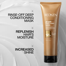 Redken Hair Treatment, With Argan Oil, Deep Conditioning, Frizz Control, Moisturizes Dry, Brittle Hair, Softer, Smoother, All Soft Heavy Cream, 8.5 fl.oz./250ml