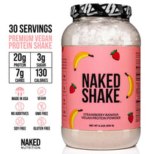 Naked Shake – Vegan Protein Powder, Strawberry Banana – Flavored Plant Based Protein From US & Canadian Farms with MCT Oil, Gluten-Free, Soy-Free, No GMOs or Artificial Sweeteners – 2.1 Pounds