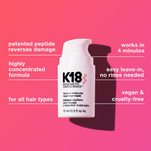 K18 Mini Leave-In Molecular Hair Mask, Repairs Dry or Damaged Hair, Reverse Hair Damage from Bleach, Color, Chemical Services & Heat, 0.51 Fl Oz