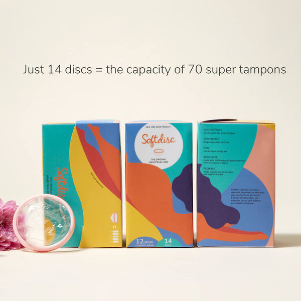 Softdisc Menstrual Discs | Disposable Period Discs | Tampon, Pad, and Cup Alternative | Capacity of 3 Super Tampons | 14 Count (US Version)