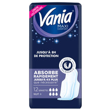 Vania Sanitary Towels, Maxi Comfort, Night Plus, Extra Long, Up To 8 Hours Protection, 12 Units