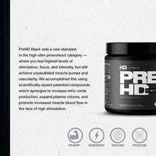 HD MUSCLE PreHD Black Pre Workout Powder | High Stimulant Pre-Workout | Explosive Energy & Focus, Increased Endurance & Nitric Oxide Muscle Pumps | 30 Servings (Lychee)