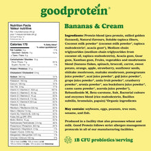 Good Protein Vegan Plant-based Protein Powder 100% Natural, Non-GMO, Dairy-free, Gluten-free, Soy-free, No Added Sugar and Nothing Artificial. Bananas & Cream All-in-One Shake 440 grams