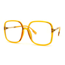 Womens 90s Oversize Rectangular Butterfly Clear Lens Eyeglasses Yellow Gold