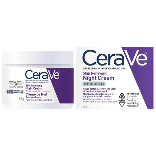 CeraVe Night Cream for Face, Skin Renewing Moisturizer for Men & Women With Hyaluronic Acid, Niacinamide, Bio Peptides & Ceramides. Fragrance Free, Non-comedogenic, Suitable for Sensitive Skin