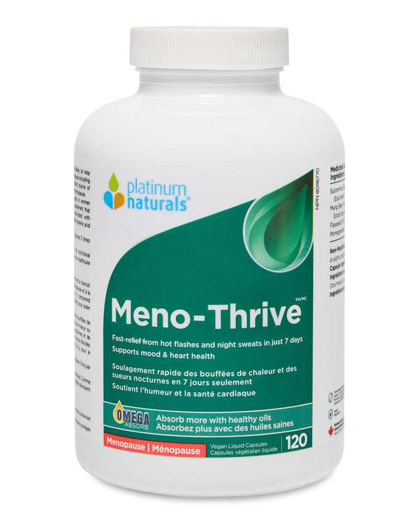 Platinum Naturals - Meno-Thrive, 120 Softgels - Hot Flashes and Night Sweats Supplements - Hot Flashes Menopause Relief for Women - Mood Support, Heart Health and Inflammation Supplements