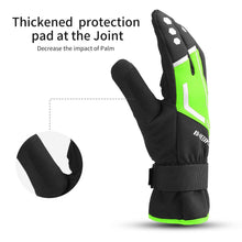 INBIKE Cycling Gloves Mountain Bike Gloves Thermal Gel Pad Gloves Windproof Reflective Full Finger Green X-Large