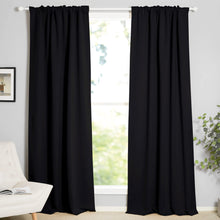 NICETOWN Black Blackout Curtains 84 Inch Long 2 Panels, Thermal Black Out Halloween Panels Room Darkening for Living Room, Back Tab and Rod Pocket Light/Noise Reducing Treatments for Bedroom, 52Wx84L