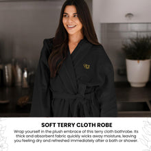 Luxury Turkish Hooded Non-pilling Bathrobe for Women - Soft Terry Cloth Robe for Ultimate Comfort and Style - Crescentt (Black Hooded - XS/S)